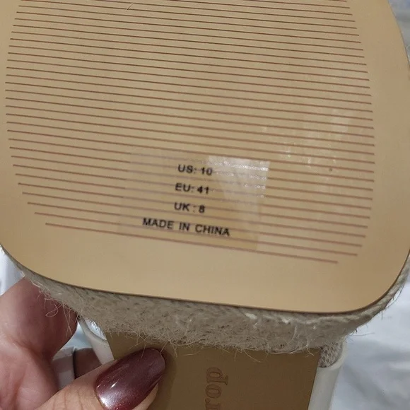 New The Drop  Espadrille Strappy Heeled Sandals In White/ Natural Combo Size 10 - Picture 9 of 10